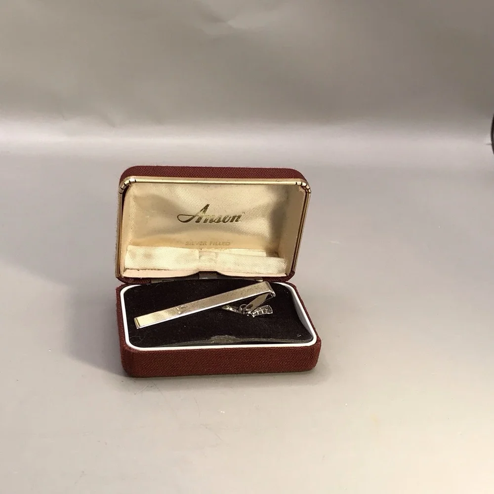 Vintage Anson Silver Filled Etched Tie Clip‎